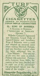 1923 Turf Conan Doyle Characters #20 King of Bohemia Back
