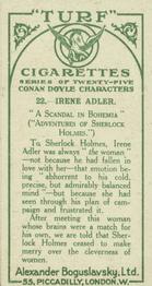 1923 Turf Conan Doyle Characters #22 Irene Adler Back