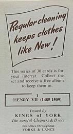 1954 Kings of York Kings and Queens of England #1 Henry VII Back