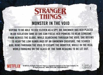 2019 Topps Stranger Things Welcome to the Upside Down #1 Monster in the Void Back