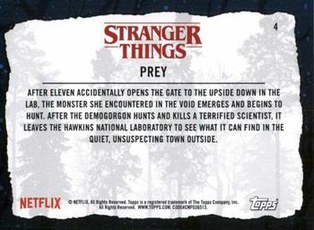 2019 Topps Stranger Things Welcome to the Upside Down #4 Prey Back