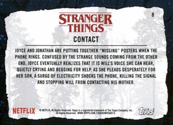 2019 Topps Stranger Things Welcome to the Upside Down #8 Contact Back
