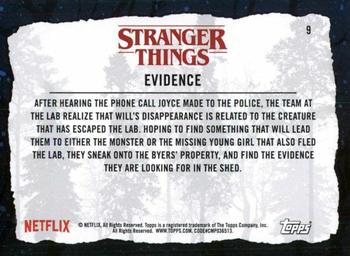 2019 Topps Stranger Things Welcome to the Upside Down #9 Evidence Back