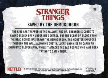 2019 Topps Stranger Things Welcome to the Upside Down #36 Saved by the Demogorgon Back