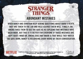 2019 Topps Stranger Things Welcome to the Upside Down #53 Abundant Mistakes Back