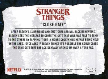 2019 Topps Stranger Things Welcome to the Upside Down #71 Close Gate Back