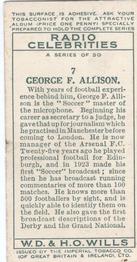 1934 Wills's Radio Celebrities #7 George Allison Back