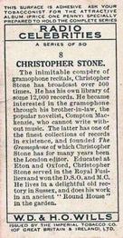 1934 Wills's Radio Celebrities #8 Christopher Stone Back