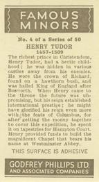 1936 Godfrey Phillips Famous Minors #4 Henry Tudor Back