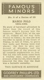 1936 Godfrey Phillips Famous Minors #6 Marco Polo Back