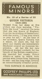 1936 Godfrey Phillips Famous Minors #10 Queen Victoria Back