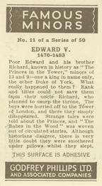 1936 Godfrey Phillips Famous Minors #11 Edward V Back