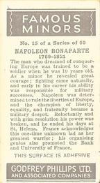 1936 Godfrey Phillips Famous Minors #15 Napoleon Bonaparte Back