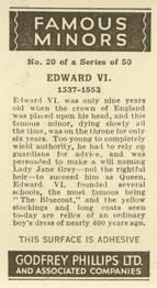 1936 Godfrey Phillips Famous Minors #20 Edward VI Back