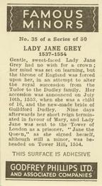 1936 Godfrey Phillips Famous Minors #35 Lady Jane Grey Back