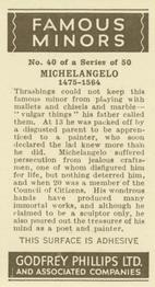 1936 Godfrey Phillips Famous Minors #40 Michelangelo Back