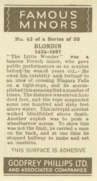 1936 Godfrey Phillips Famous Minors #43 Charles Blondin Back