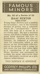 1936 Godfrey Phillips Famous Minors #50 Isaac Newton Back