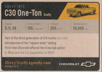 2018 Chevy Truck Legends #NNO 1973 C30 One-Ton Dually Back