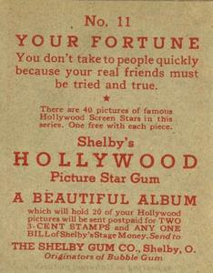 1937 Shelby Gum Hollywood Screen Stars (R68) #11 Slim Summerville Back