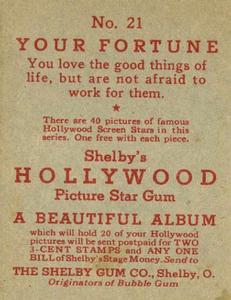1937 Shelby Gum Hollywood Screen Stars (R68) #21 Patricia Ellis Back