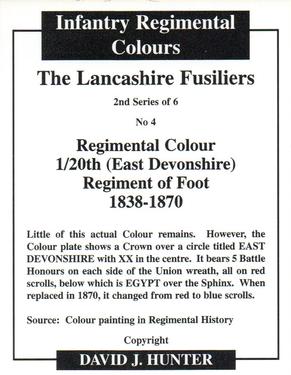 2011 Regimental Colours : The Lancashire Fusiliers 2nd Series #4 Regimental Colour 1/20th (East Devonshire) Regiment of Foot 1838-1870 Back