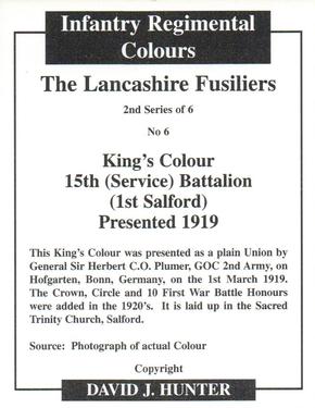 2011 Regimental Colours : The Lancashire Fusiliers 2nd Series #6 King's Colour 15th (Service) Battalion (1st Salford) Presented 1919 Back