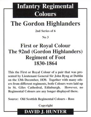 2013 Regimental Colours : The Gordon Highlanders 2nd Series #3 First or Royal Colour The 92nd (Gordon Highlanders) Regiment of Foot 1830-1864 Back