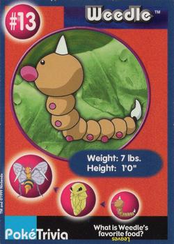 1999 Burger King Pokemon - Perforated edges #13 Weedle Front