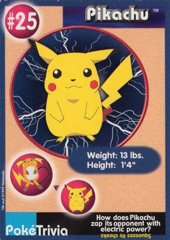 1999 Burger King Pokemon - Perforated edges #25 Pikachu Front