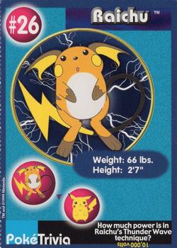 1999 Burger King Pokemon - Perforated edges #26 Raichu Front