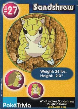 1999 Burger King Pokemon - Perforated edges #27 Sandshrew Front