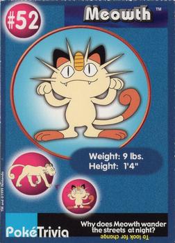 1999 Burger King Pokemon - Perforated edges #52 Meowth Front