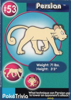 1999 Burger King Pokemon - Perforated edges #53 Persian Front