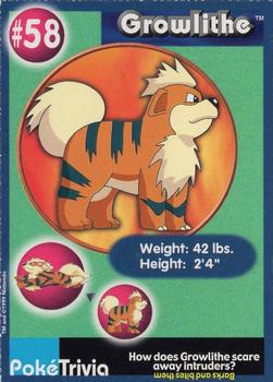 1999 Burger King Pokemon - Perforated edges #58 Growlithe Front