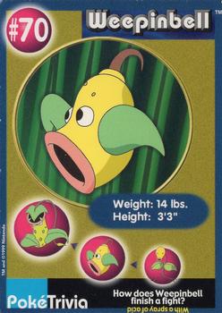 1999 Burger King Pokemon - Perforated edges #70 Weepinbell Front