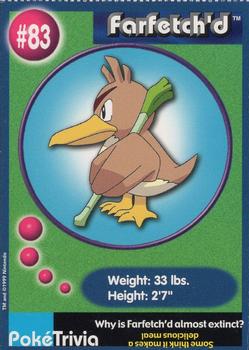 1999 Burger King Pokemon - Perforated edges #83 Farfetch'd Front