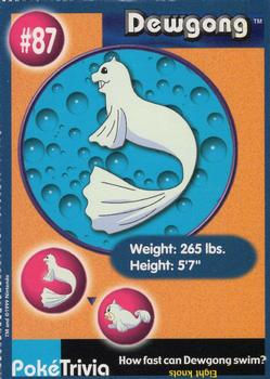1999 Burger King Pokemon - Perforated edges #87 Dewgong Front