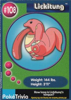 1999 Burger King Pokemon - Perforated edges #108 Lickitung Front