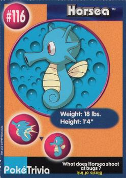 1999 Burger King Pokemon - Perforated edges #116 Horsea Front