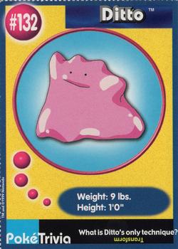 1999 Burger King Pokemon - Perforated edges #132 Ditto Front