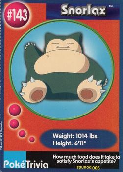 1999 Burger King Pokemon - Perforated edges #143 Snorlax Front