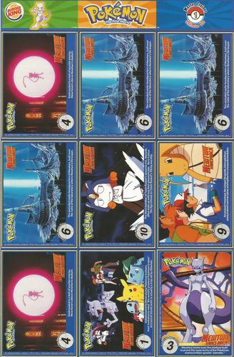 1999 Burger King Pokemon - Perforated Panels #1 Grimer / Shellder / Growlithe / Magmar / Mewtwo / Muk / Vulpix / Charmeleon / Primeape Back