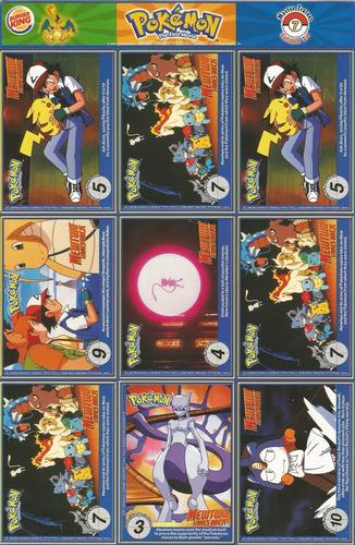 1999 Burger King Pokemon - Perforated Panels #7 Poliwrath / Cloyster / Geodude / Onix / Persian / Tauros / Omanyte / Nidorino / Krabby Back