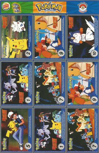1999 Burger King Pokemon - Perforated Panels #8 Kabuto / Scyther / Raichu / Magikarp / Exeggutor / Charizard / Kingler / Beedrill / Bellsprout Back
