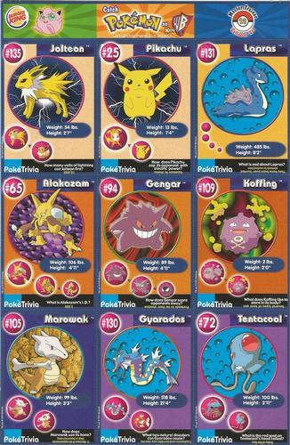 1999 Burger King Pokemon - Perforated Panels #12 Jolteon / Pikachu / Lapras / Alakazam / Gengar / Koffing / Marowak / Gyarados / Tentacool Front