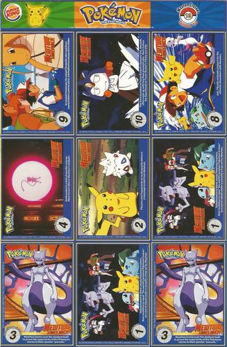 1999 Burger King Pokemon - Perforated Panels #13 Staryv / Dratini / Pinsir / Ivysaur / Pikachu / Poliwag / Vileplume / Charmander / Nidoking Back