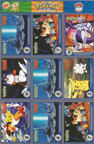 1999 Burger King Pokemon - Perforated Panels #16 Clefairy / Exeggcute / Dewgong / Nidoran / Slowpoke / Snorlax / Voltorb / Golem / Chansey Back