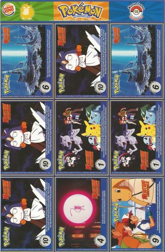 1999 Burger King Pokemon - Perforated Panels #18 Dodrio/Articuno/ Rapidash/ Bulbasaur/ Weedle/ Dragonair/ Eevee/ Mankey/ Moltres Back