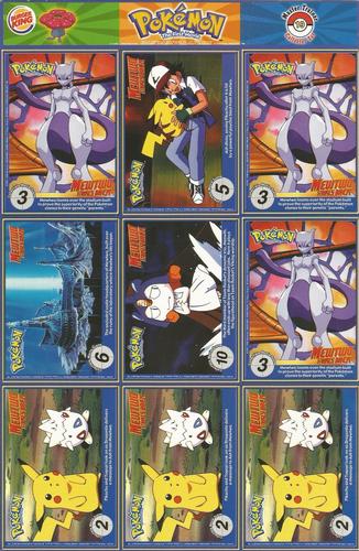 1999 Burger King Pokemon - Perforated Panels #19 Oddish / Abra / Zubat / Jigglypuff / Articuno / Dewgong / Pidgeot / Pidgey / Sandshrew Back